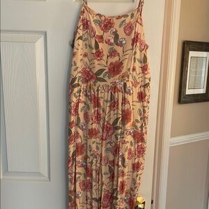 Floral Maxi Dress in Pink and Cream